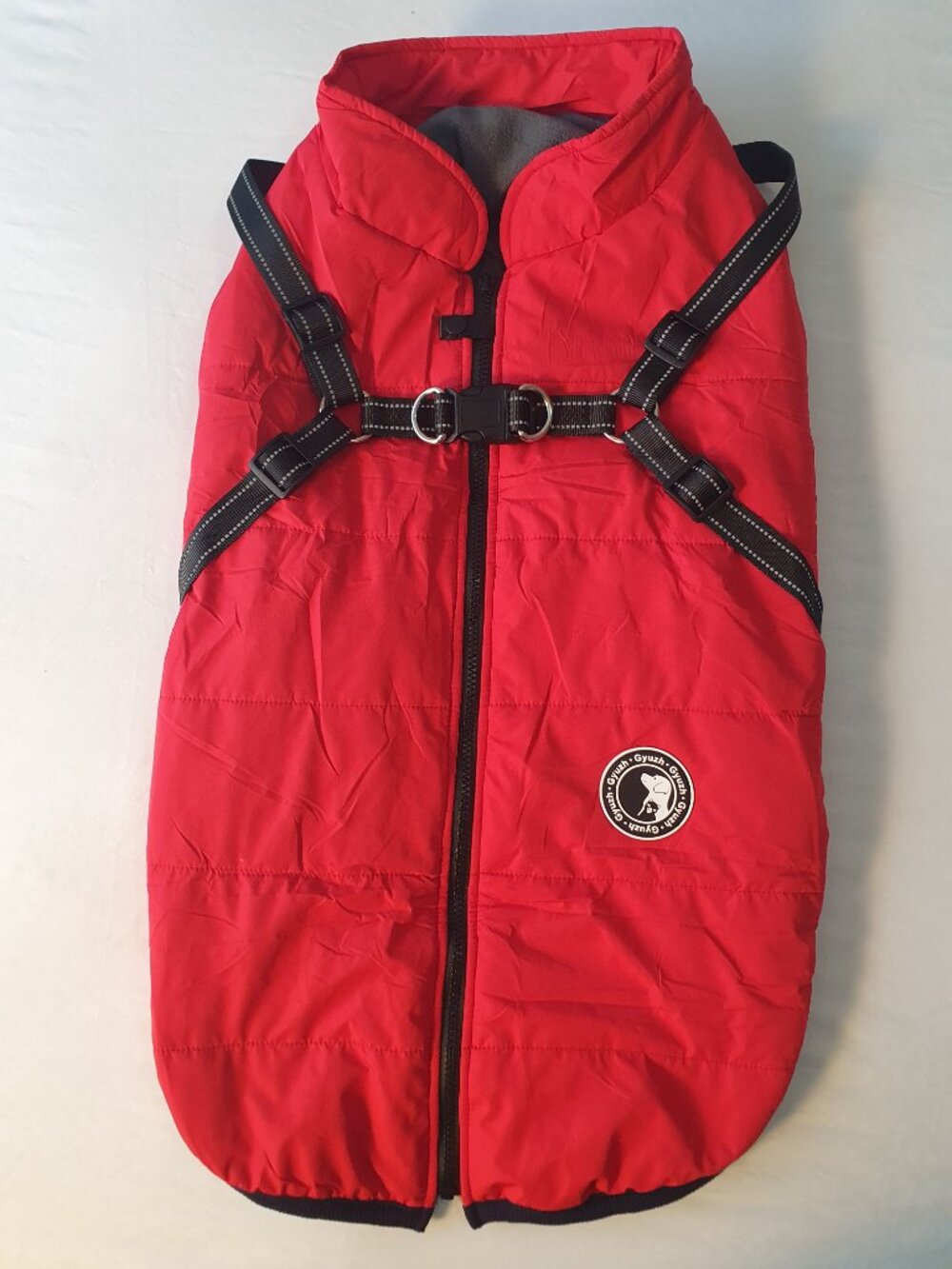 Gyuzh Red Waterproof Winter Dog Coat with Built-in Harness - Size 5XL